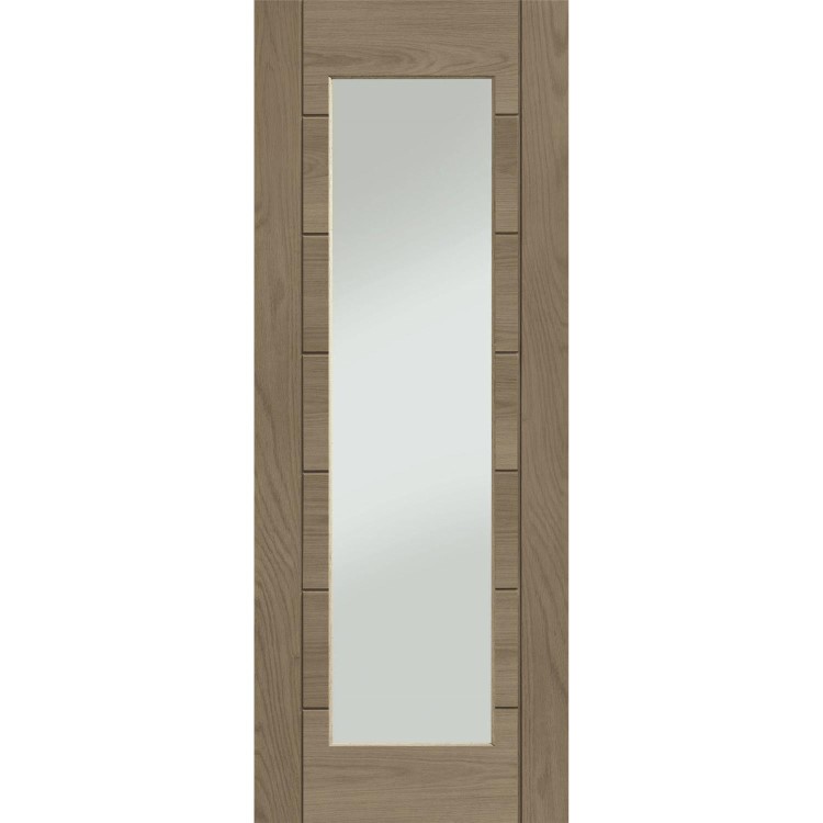 Palermo Essential 1 Light Internal Oak Door with Clear Glass - 2040 x 826 x 40 mm, Unfinished