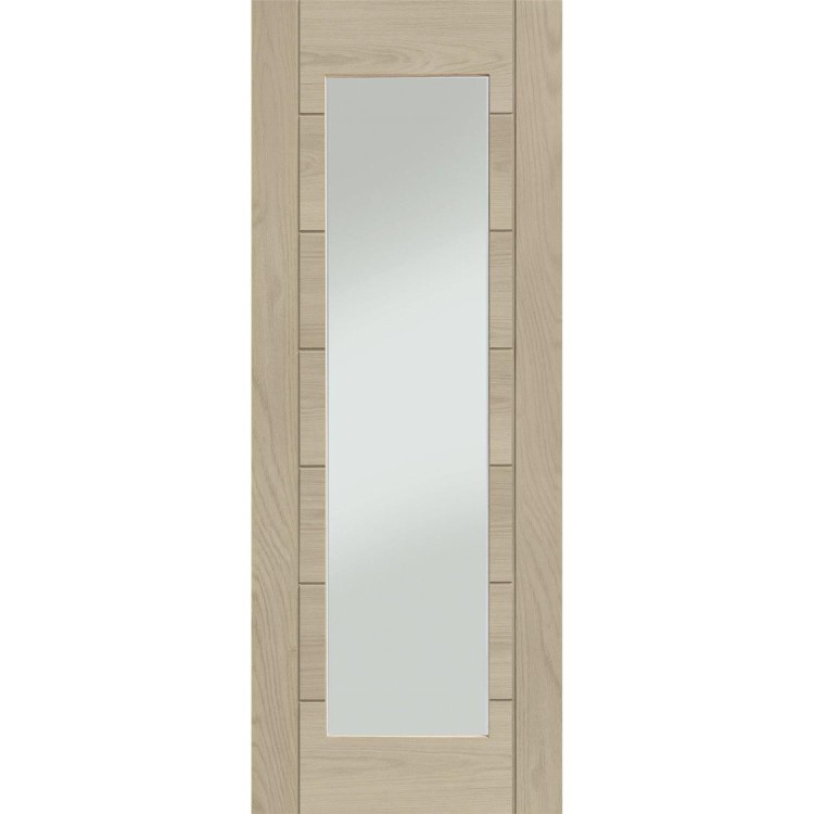 Palermo Essential 1 Light Internal Oak Door with Clear Glass - 2040 x 826 x 40 mm, Unfinished