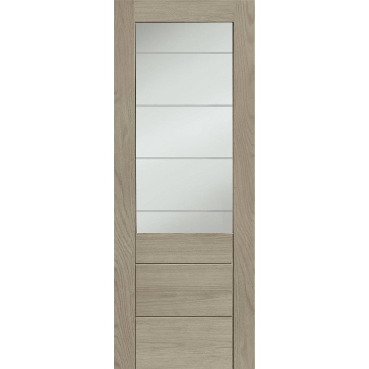 Palermo Essential 2XG Internal Oak Door with Clear Etched Glass - 1981 x 686 x 35 mm, Unfinished