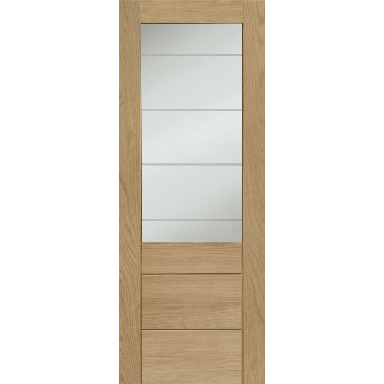 Palermo Essential 2XG Internal Oak Door with Clear Etched Glass - 1981 x 686 x 35 mm, Unfinished