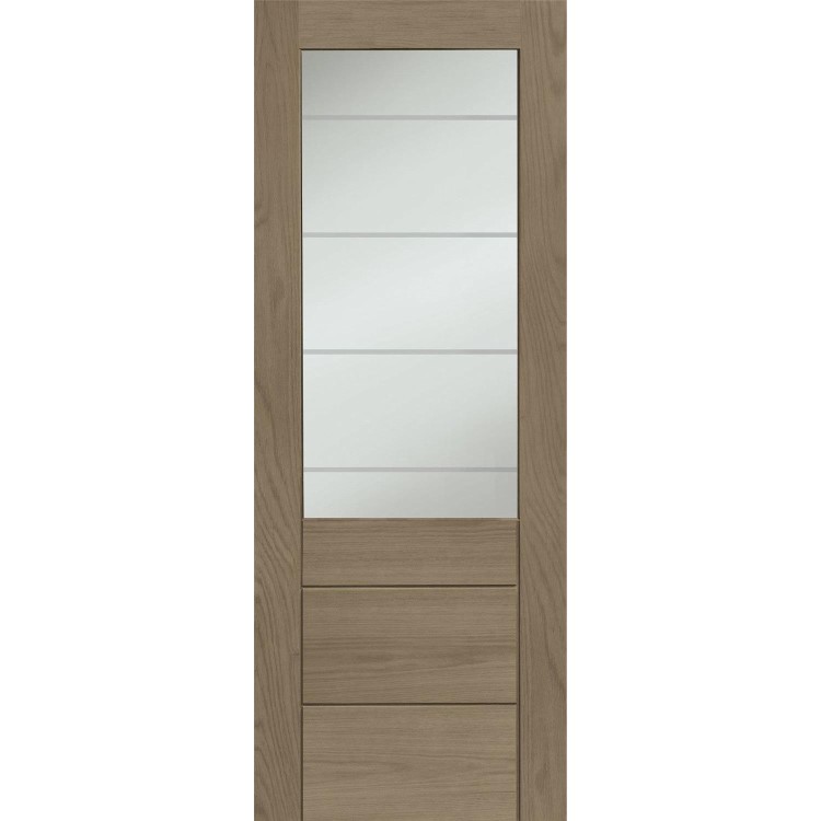 Palermo Essential 2XG Internal Oak Door with Clear Etched Glass - 1981 x 686 x 35 mm, Unfinished