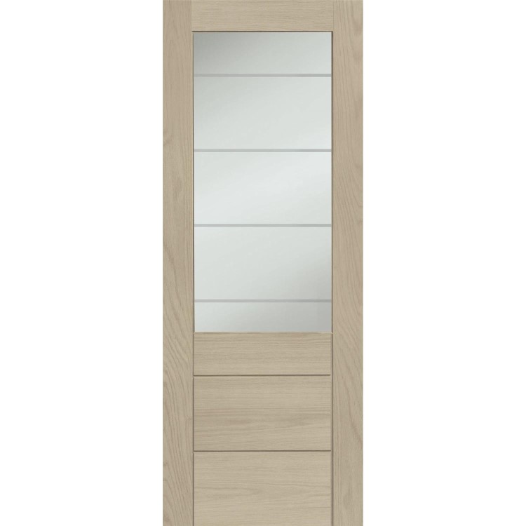 Palermo Essential 2XG Internal Oak Door with Clear Etched Glass - 1981 x 686 x 35 mm, Unfinished