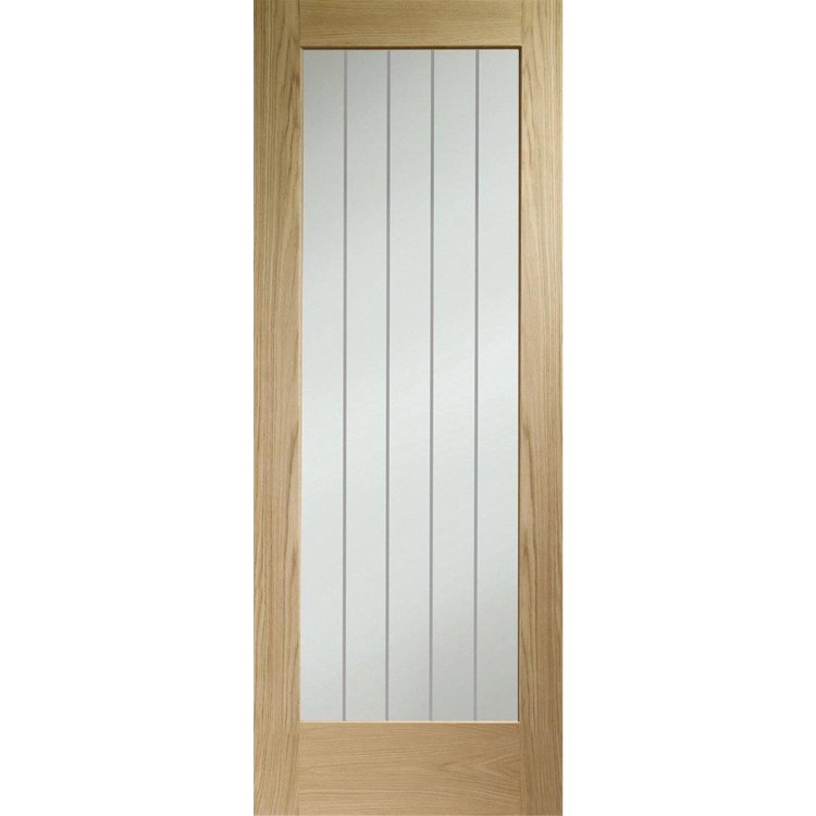 Internal Oak Fully-Glazed Cottage Door with Clear Etched Glass - Unfinished - 1981 x 762 x 35mm - Suffolk Essential - XL Joinery