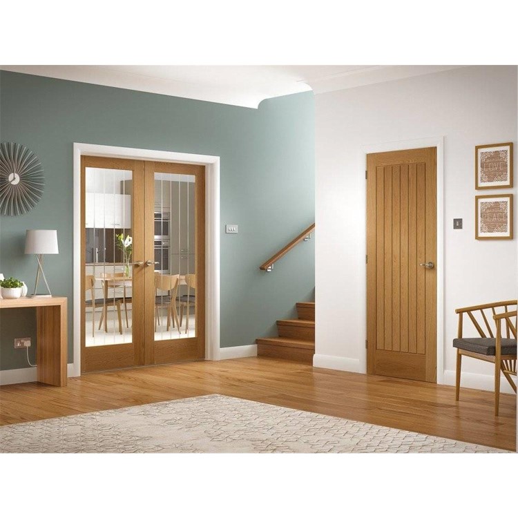 Internal Oak Fully-Glazed Cottage Door with Clear Etched Glass - Unfinished - 1981 x 838 x 35mm - Suffolk Essential - XL Joinery