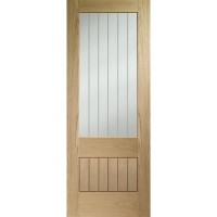 Suffolk Essential 2XG Internal Oak Door with Clear Etched Glass - 1981 x 762 x 35 mm, Unfinished