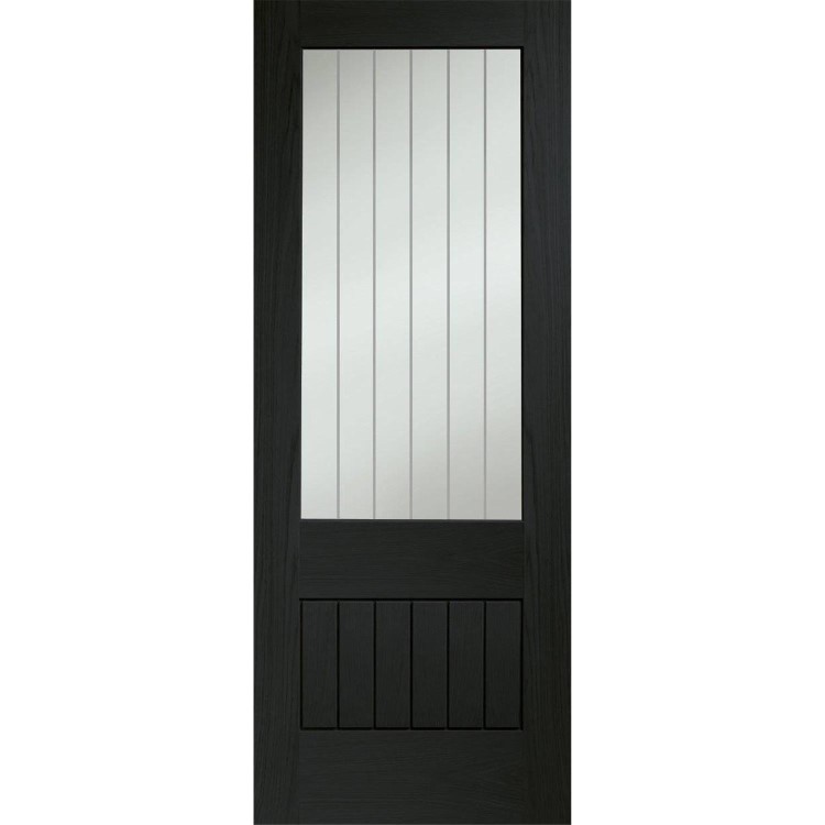 Suffolk Essential 2XG Internal Oak Door with Clear Etched Glass - 1981 x 762 x 35 mm, Unfinished