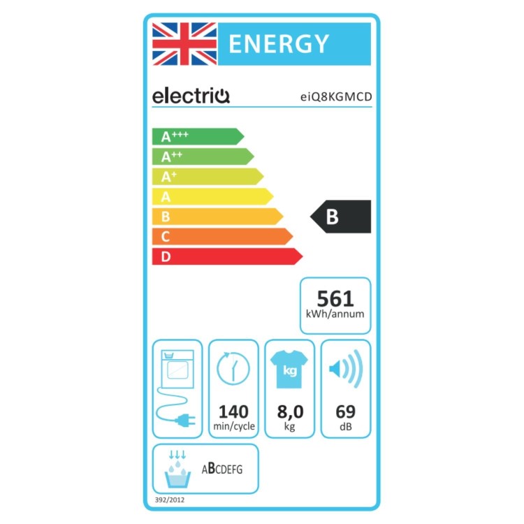 electriQ 8kg Condenser Tumble Dryer - White