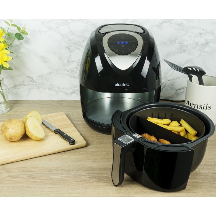 electriQ Digital Health Air Fryer XL 3.2L 1400W with Digital Controls and Divider