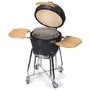Refurbished Boss Grill EIQEGG 18 Inch Charcoal Ceramic Kamado Style Kettle Grill Egg BBQ in Grey with Wooden Shelves 