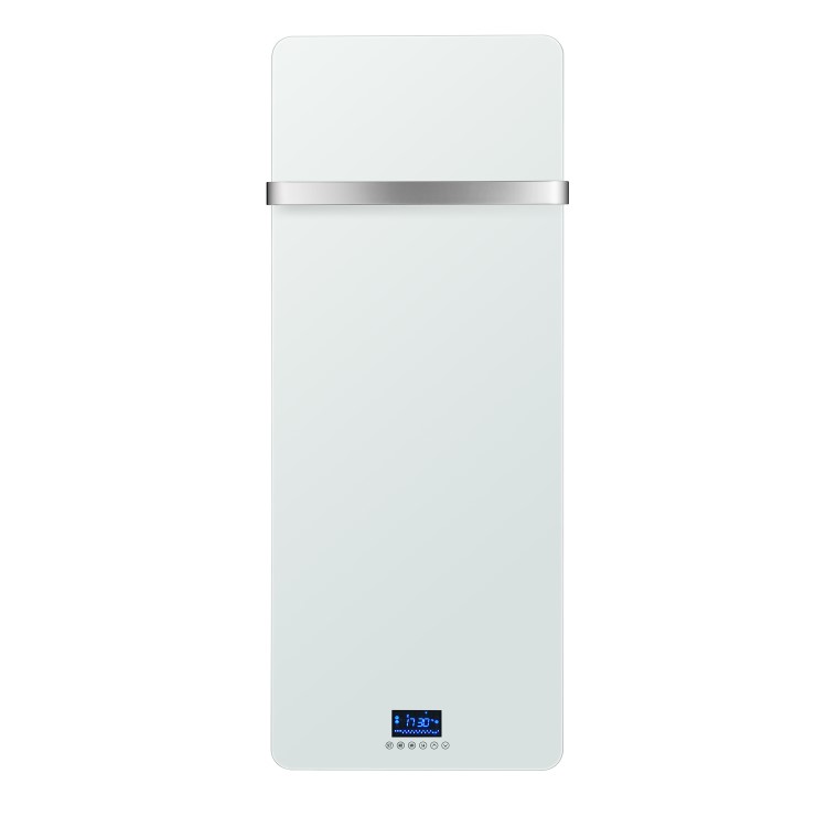 Refurbished electriQ Low Energy 850w Designer Glass Infrared Wall Mounted Heater with Towel Rail and Smart WiFi Alexa IP24 Bathroom Safe