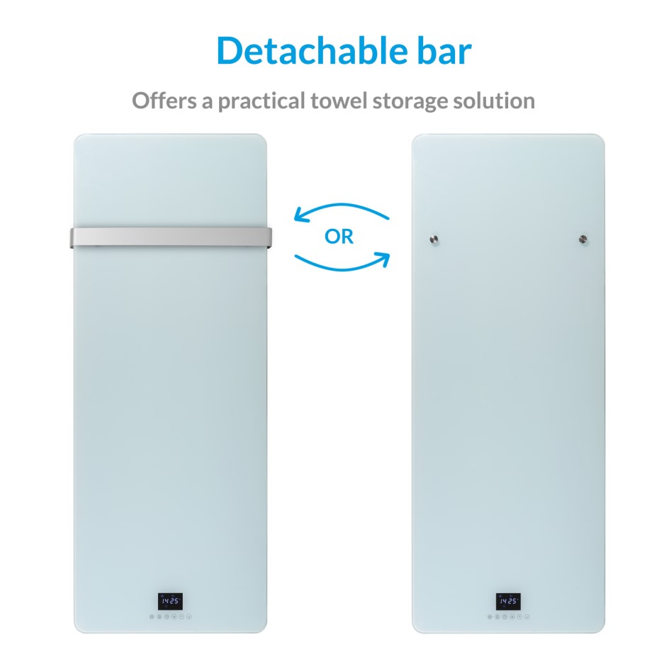 Low Energy 850w Designer Glass Infrared Wall Mounted Heater with Towel