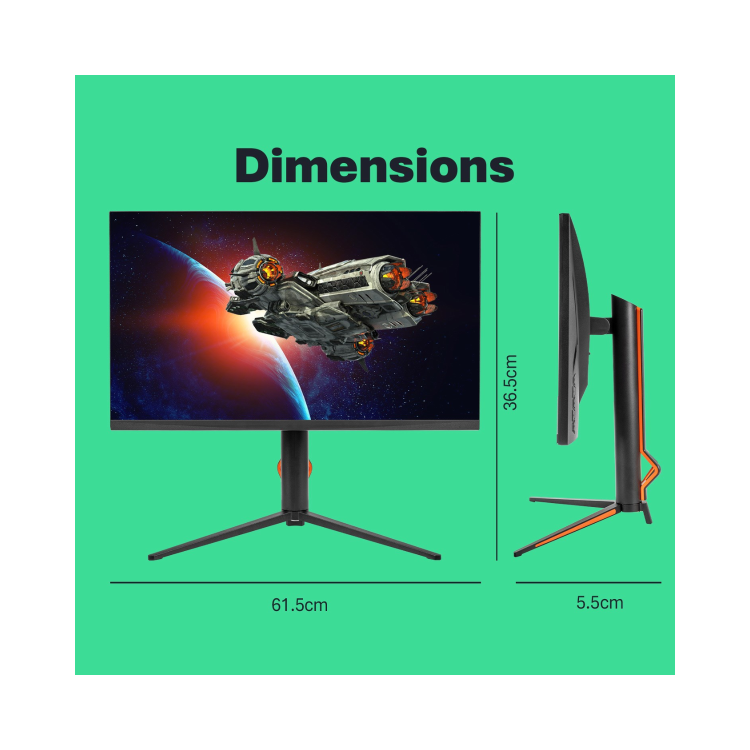 electriQ 27" Fast IPS Dual Mode 4K UHD 160Hz Full HD 320Hz 0.5ms Gaming Monitor