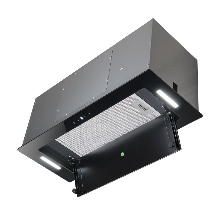 Refurbished electriQ EIQ72GBLCAN 72cm Canopy Hood Black Glass