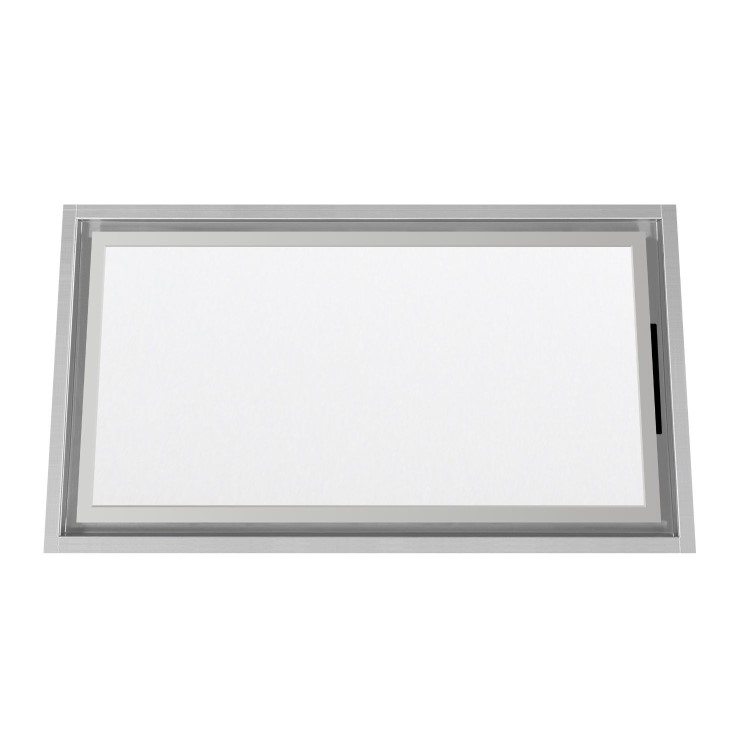 electriQ 90cm Ceiling Cooker Hood with LED Panel - White & Stainless Steel