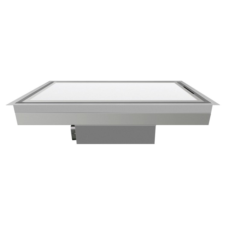electriQ 90cm Ceiling Cooker Hood with LED Panel - White & Stainless Steel