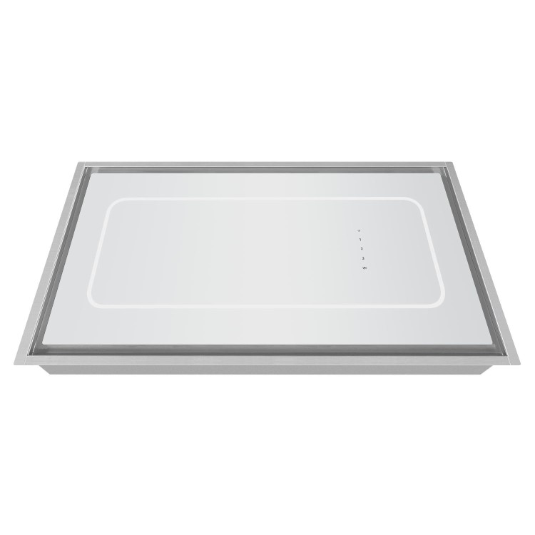 electriQ 90cm Ceiling Cooker Hood - White Glass & Stainless Steel