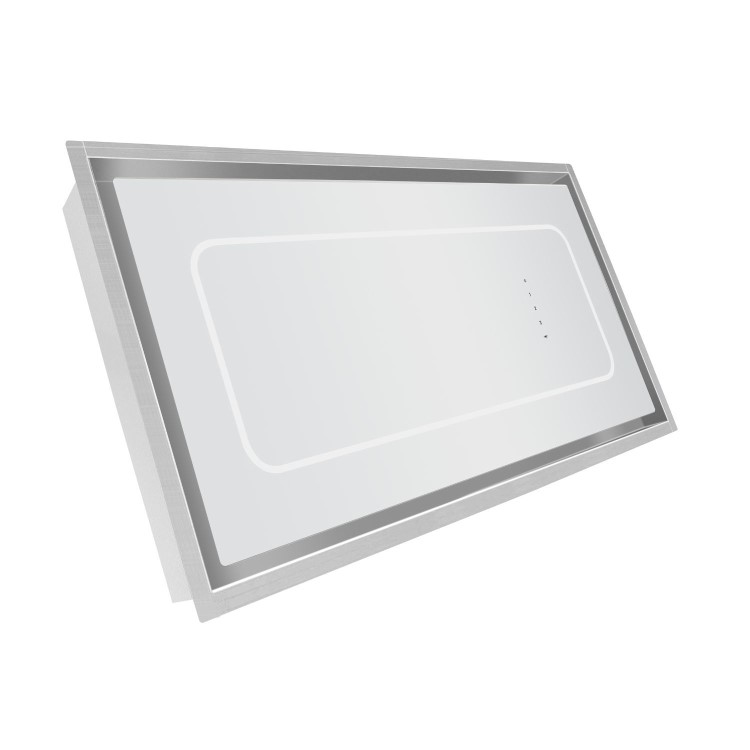 electriQ 90cm Ceiling Cooker Hood - White Glass & Stainless Steel
