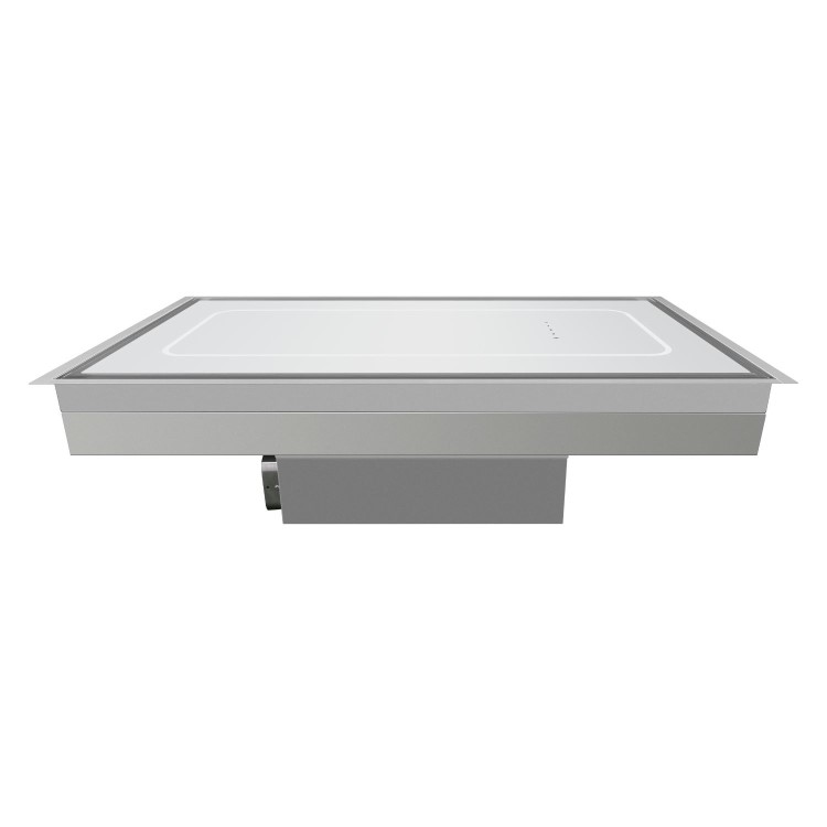 electriQ 90cm Ceiling Cooker Hood - White Glass & Stainless Steel