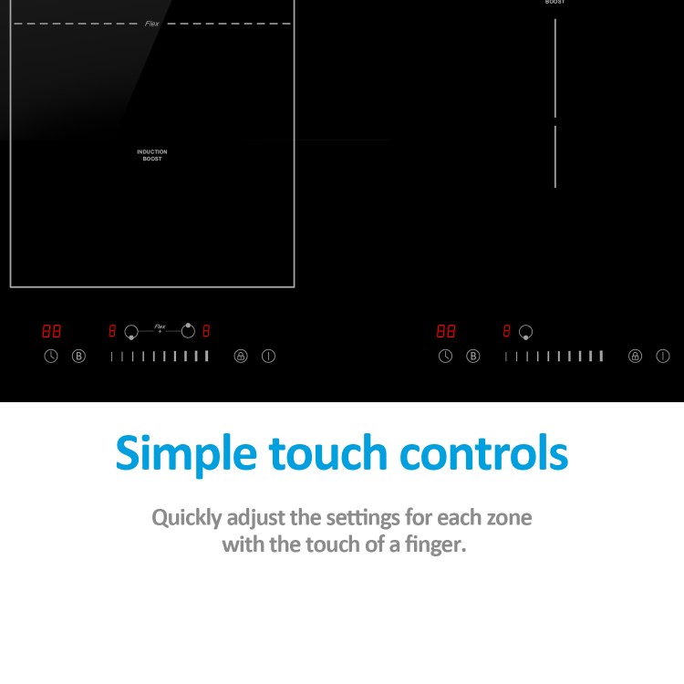 Refurbished electriQ EIQ90INDFLEX 90cm 5 Zone Induction Hob with Flex Zone