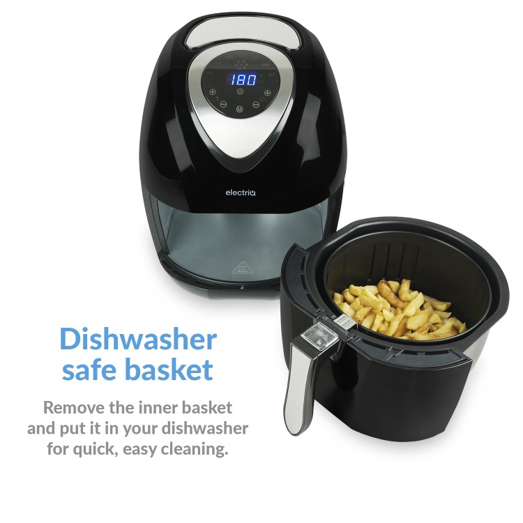 electriQ Digital Health Air Fryer XL 3.2L 1400W with Digital Controls and Divider