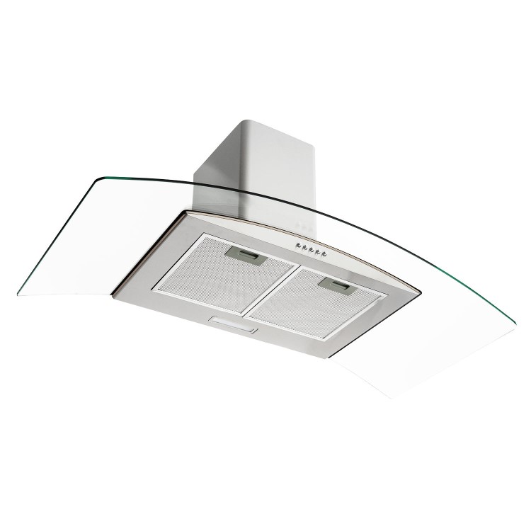 Refurbished electriQ 100cm Curved Glass Chimney Cooker Hood - Stainless Steel