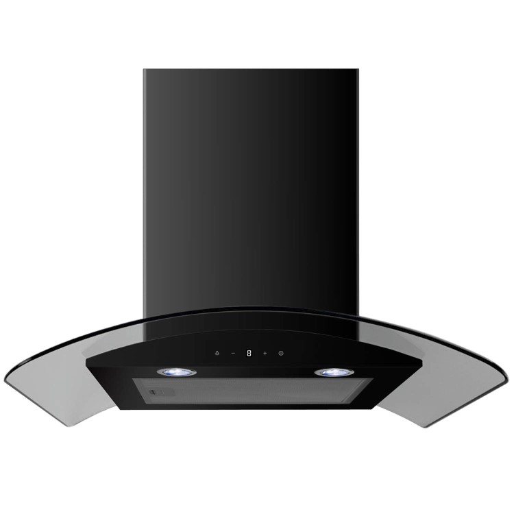 electriQ 60cm Curved Glass Touch Control Chimney Cooker Hood - Black