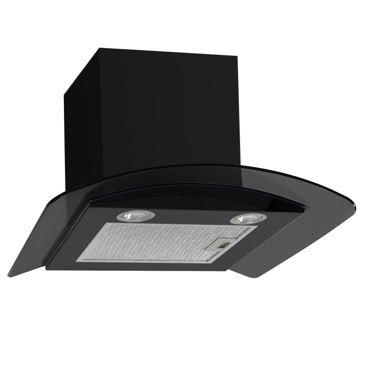 electriQ 60cm Curved Glass Touch Control Chimney Cooker Hood - Black