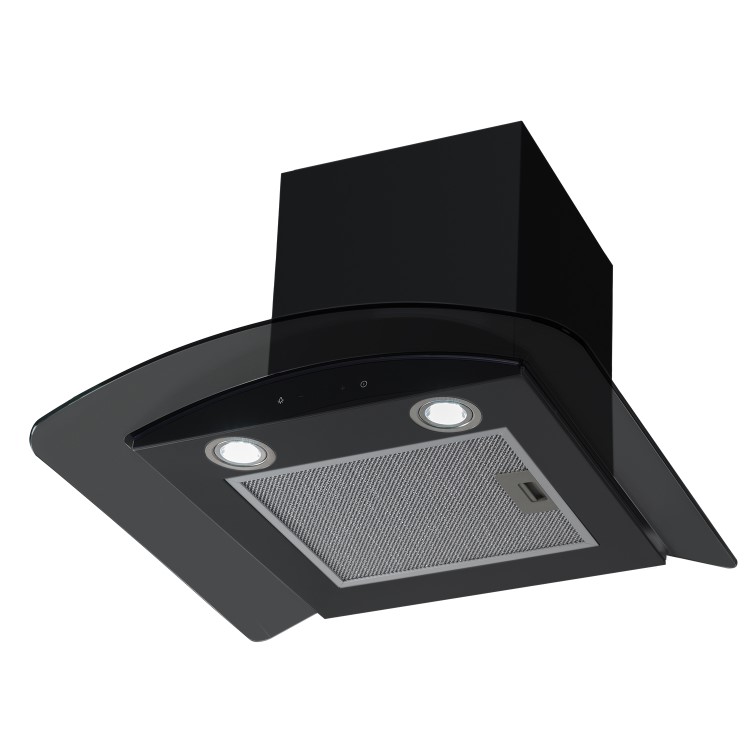 electriQ 60cm Curved Glass Touch Control Chimney Cooker Hood - Black