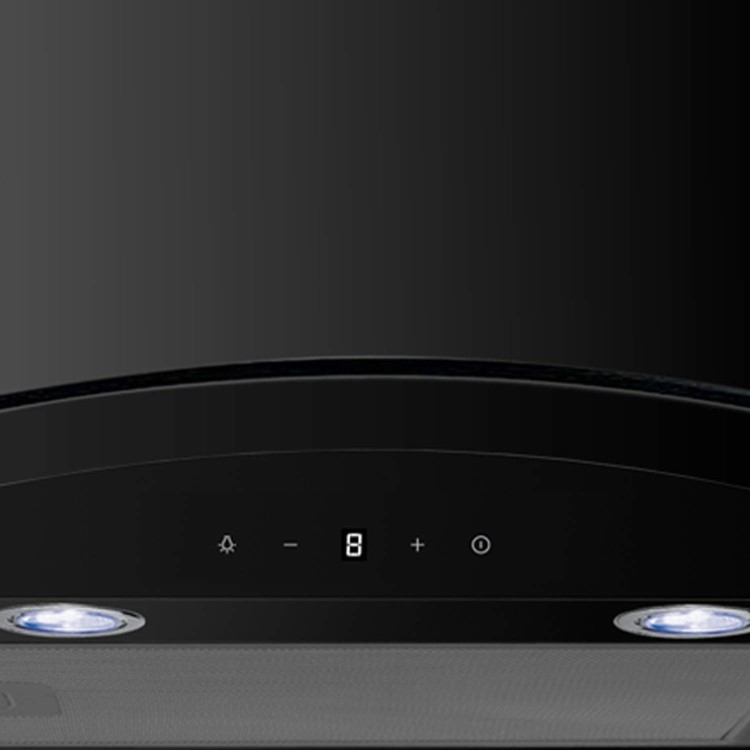 electriQ 60cm Curved Glass Touch Control Chimney Cooker Hood - Black