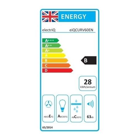 Refurbished electriQ EIQCURV60EN 60cm Curved Glass Chimney Hood Stainless Steel