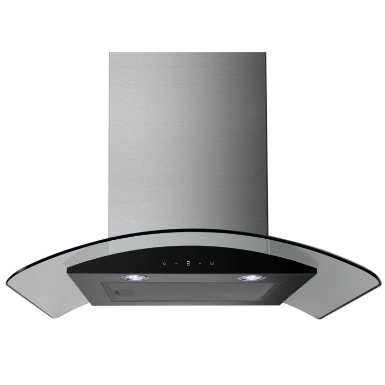 electriQ 60cm Curved Glass Touch Control Chimney Cooker Hood - Stainless Steel
