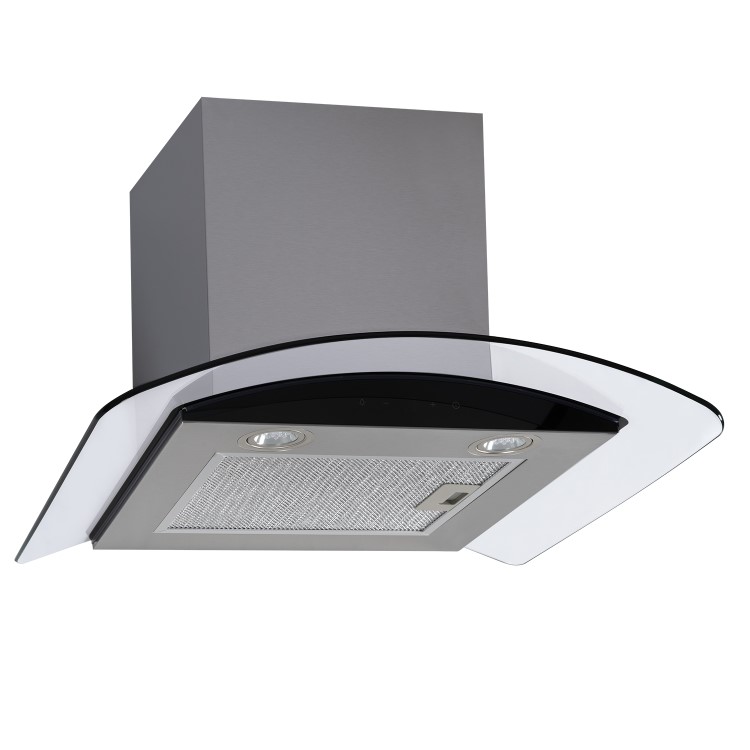 electriQ 60cm Curved Glass Touch Control Chimney Cooker Hood - Stainless Steel