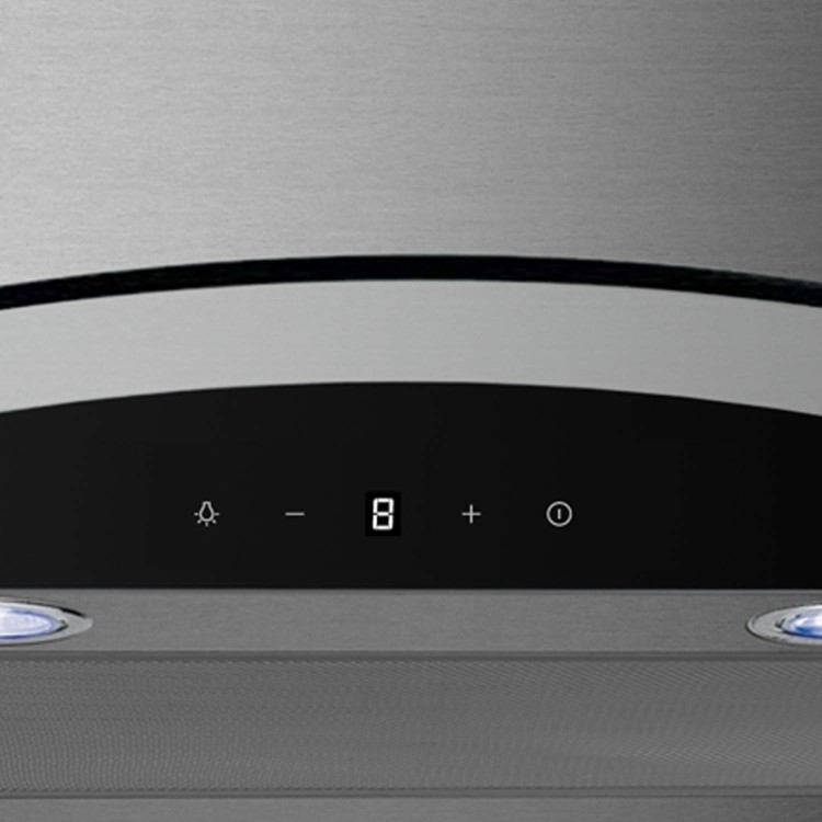 electriQ 60cm Curved Glass Touch Control Chimney Cooker Hood - Stainless Steel