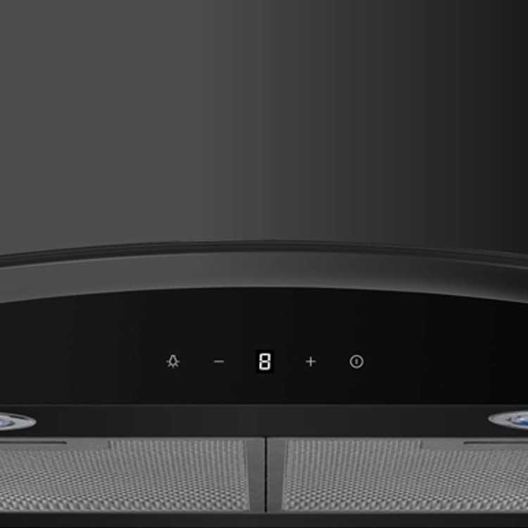 electriQ 90cm Curved Glass Touch Control Chimney Cooker Hood - Black