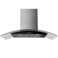 Refurbished electriQ EIQCURV90SC 90cm Curved Glass Chimney Cooker Hood Stainless Steel