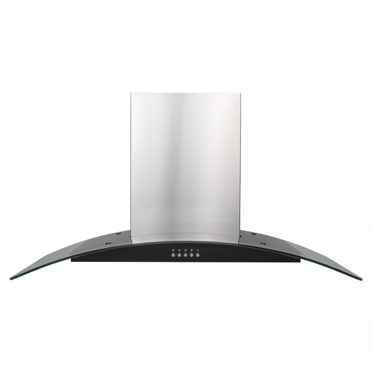 Refurbished electriQ EIQCURV90SC 90cm Curved Glass Chimney Cooker Hood