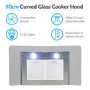 Refurbished electriQ EIQCURV90SC 90cm Curved Glass Chimney Cooker Hood