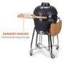 Refurbished Boss Grill EIQEGG 18 Inch Charcoal Ceramic Kamado Style Kettle Grill Egg BBQ in Grey with Wooden Shelves 