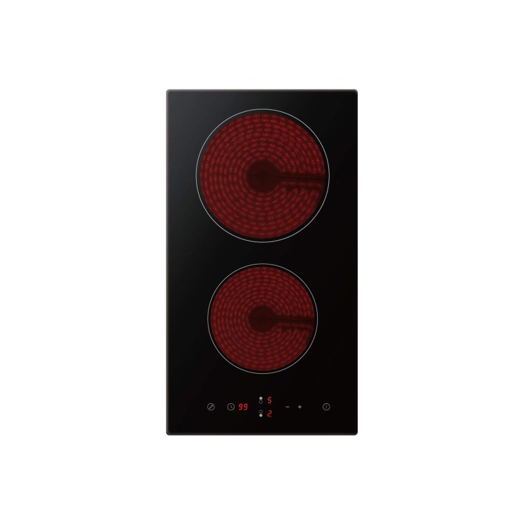 electriQ 30cm Domino Touch Control Two Zone Ceramic Hob in Black - Plug in and go!