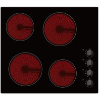 electriQ Ceramic 60cm Black Glass Hob With Knob Control 