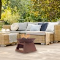 EIQFPCR4L ElectriQ Round Oxidised Steel Fire Pit – Wood & Charcoal Outdoor Burner