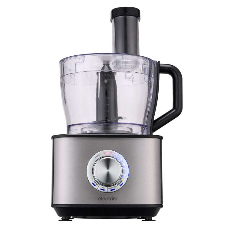 electriQ 10-in-1 1100W Multifunctional Food Processor with Blender in Stainless Steel and Black
