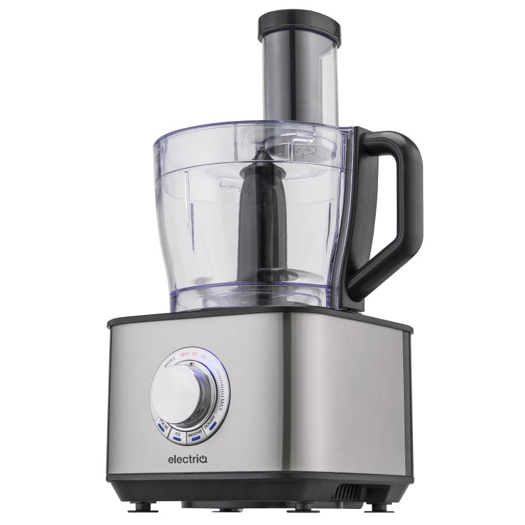 electriQ 10-in-1 1100W Multifunctional Food Processor with Blender in Stainless Steel and Black
