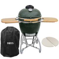 Boss Grill The Egg XL - 22 Inch Ceramic Kamado Style Charcoal Smoker BBQ Grill - In Green