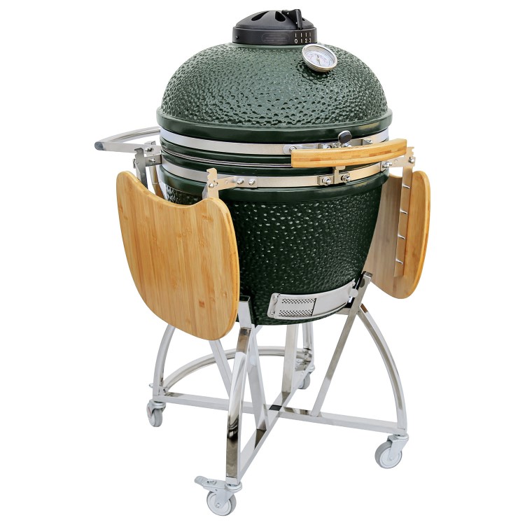 Boss Grill The Egg XL - 22 Inch Ceramic Kamado Style Charcoal Smoker BBQ Grill - In Green