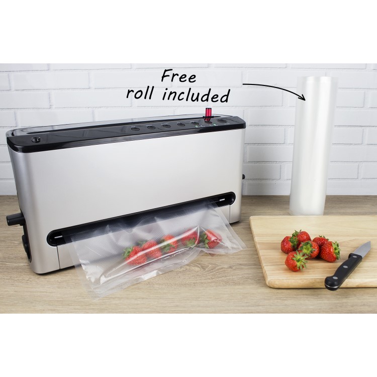 electriQ Food Saver Vacuum Sealer Machine with Roll Storage & Cutter  - Silver
