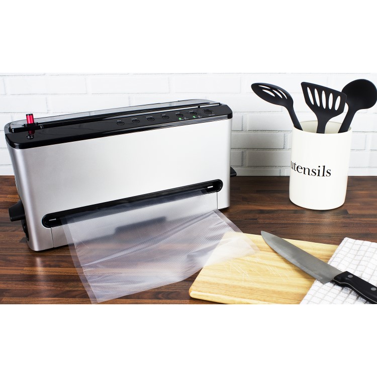 electriQ Food Saver Vacuum Sealer Machine with Roll Storage & Cutter  - Silver