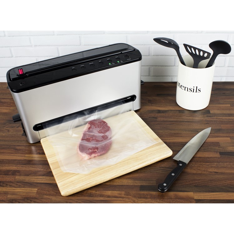 electriQ Food Saver Vacuum Sealer Machine with Roll Storage & Cutter  - Silver