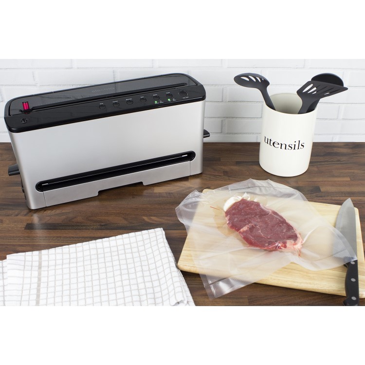 electriQ Food Saver Vacuum Sealer Machine with Roll Storage & Cutter  - Silver