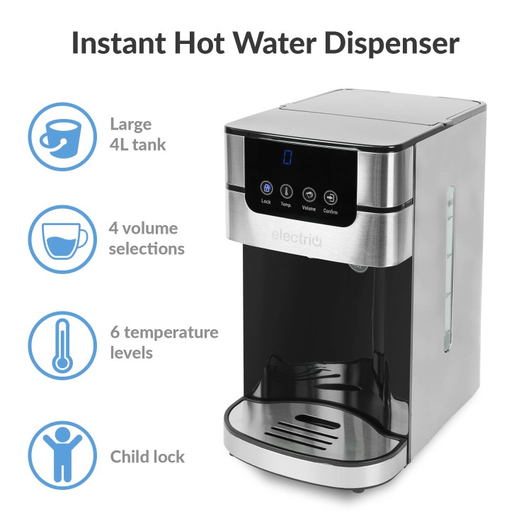 electriQ 4L Instant Hot Water Dispenser - Stainless Steel